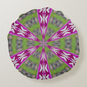 Kaleidoscope Dahlia Round Pillow