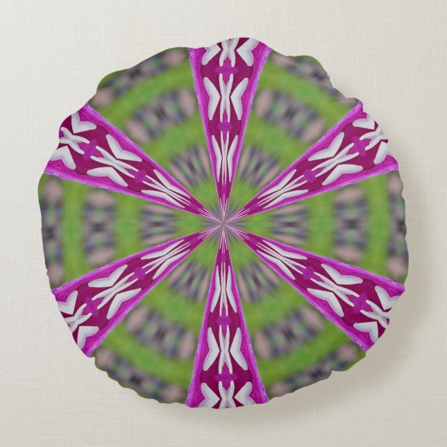 Kaleidoscope Dahlia Round Pillow (Back)