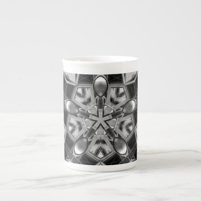 Kaleidoscope dark grey Star... Bone China Mug (Front)