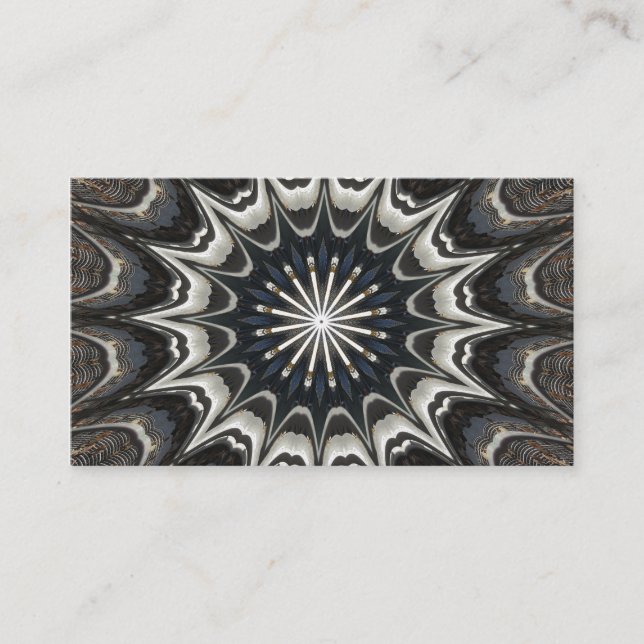 Kaleidoscope Design Black Grey Blue White Art Business Card (Front)