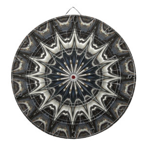 Kaleidoscope Design Black Grey Blue White Art Dartboard