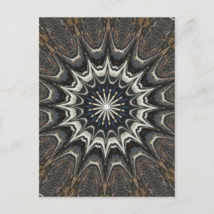 Kaleidoscope Design Black Grey Blue White Art Postcard