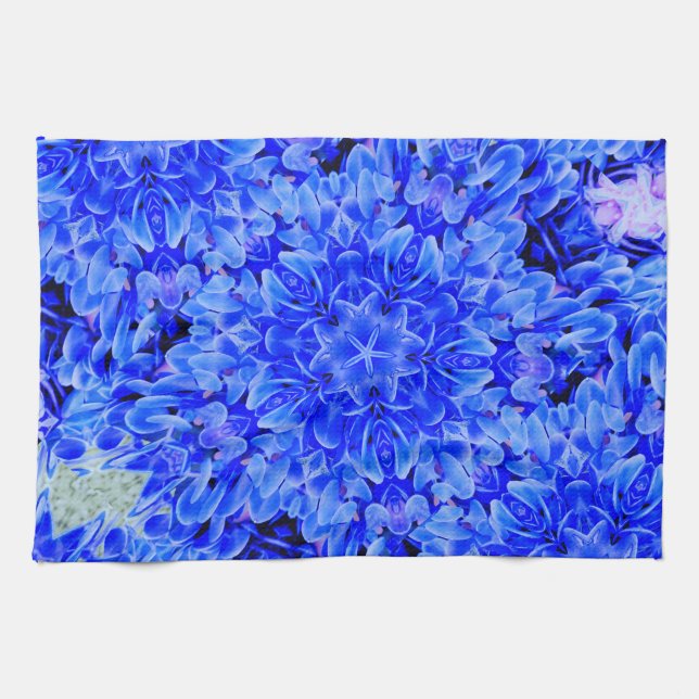 Kaleidoscope Design Blue Purple Floral Art Kitchen Towel (Horizontal)