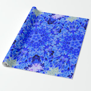 Kaleidoscope Design Blue Purple Floral Art Wrapping Paper