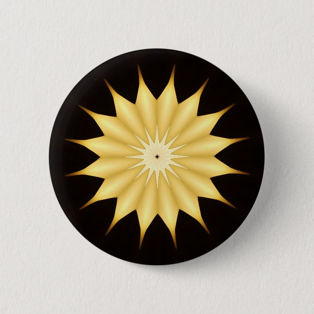 Kaleidoscope Design Bright Yellow Star 2 Inch Round Button (Front)