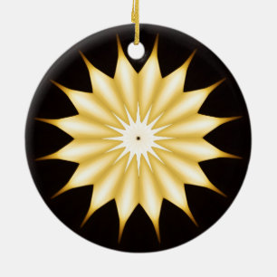 Kaleidoscope Design Bright Yellow Star Ceramic Ornament