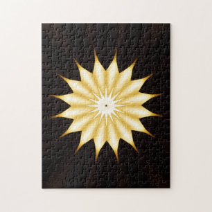 Kaleidoscope Design Bright Yellow Star Jigsaw Puzzle