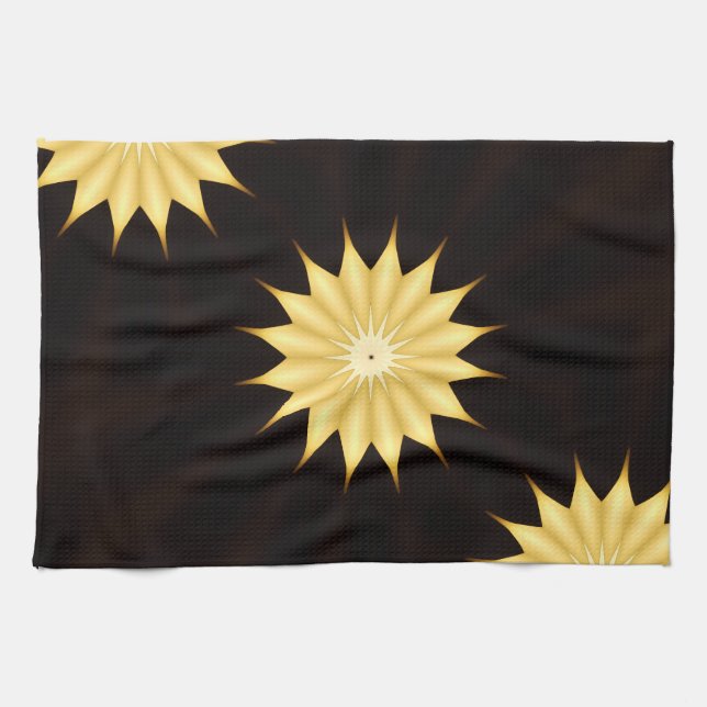 Kaleidoscope Design Bright Yellow Star Kitchen Towel (Horizontal)