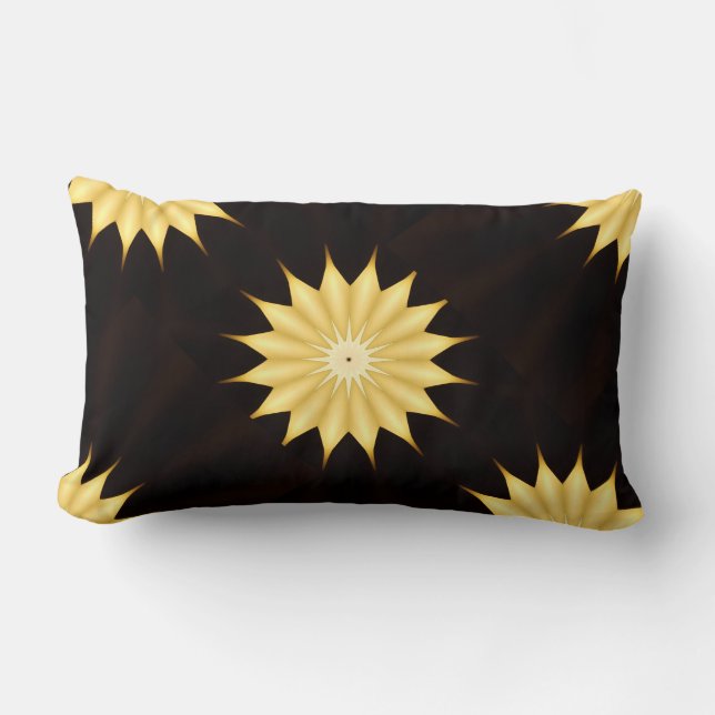 Kaleidoscope Design Bright Yellow Star Lumbar Pillow (Front)