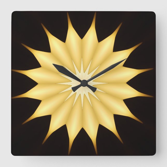 Kaleidoscope Design Bright Yellow Star Square Wall Clock (Front)