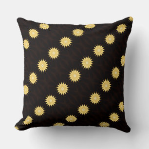 Kaleidoscope Design Bright Yellow Star Throw Pillow
