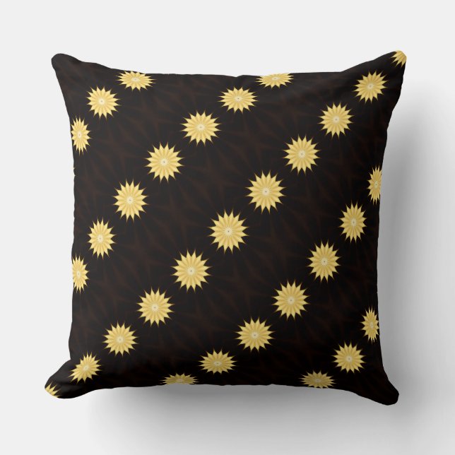 Kaleidoscope Design Bright Yellow Star Throw Pillow (Front)