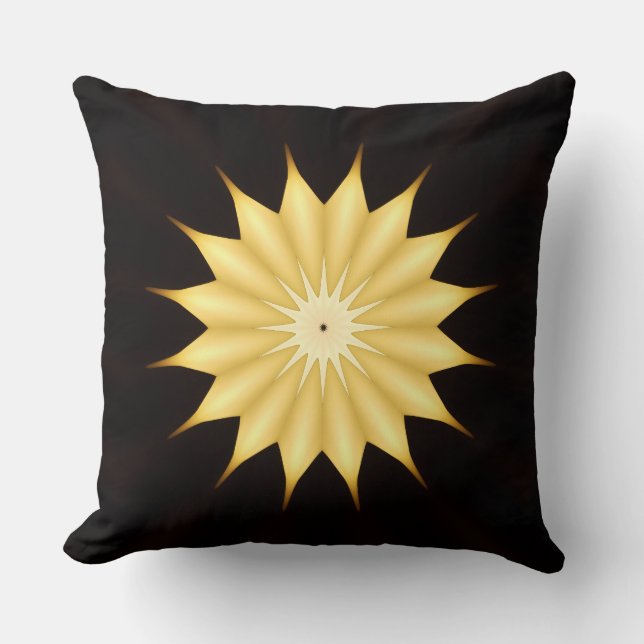Kaleidoscope Design Bright Yellow Star Throw Pillow (Front)