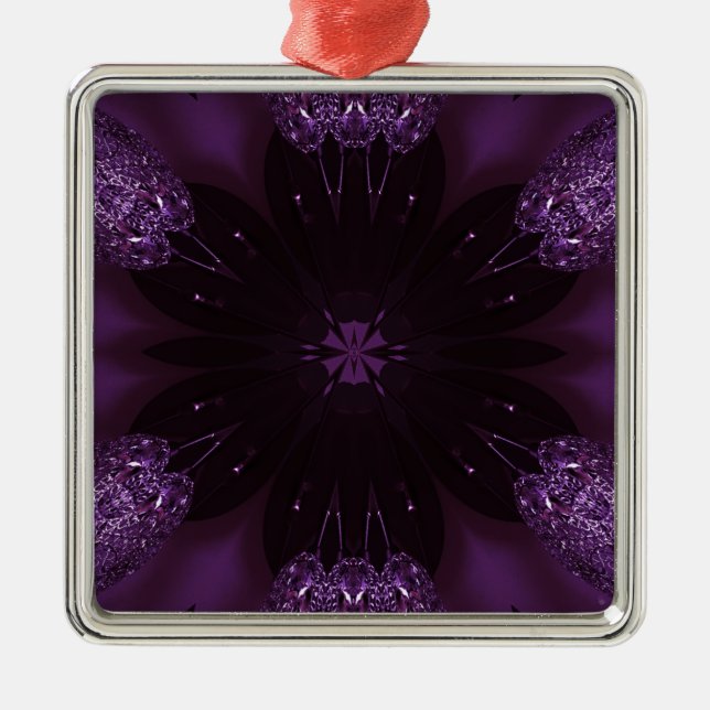 Kaleidoscope Design Chic Elegant Shiny Purple Metal Ornament (Front)