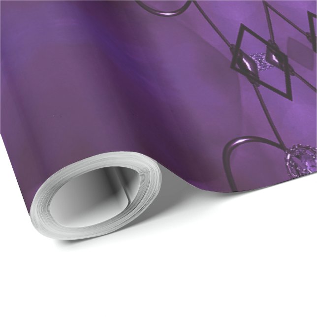 Kaleidoscope Design Chic Elegant Shiny Purple Wrapping Paper (Roll Corner)