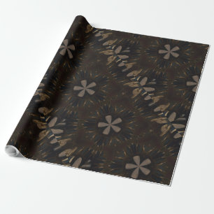 Kaleidoscope Design Dark Brown Rustic Art Wrapping Paper