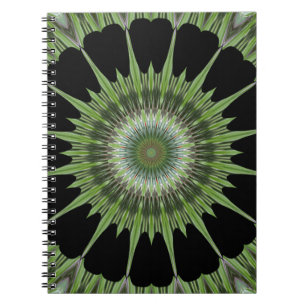 Kaleidoscope Design Green Black Notebook