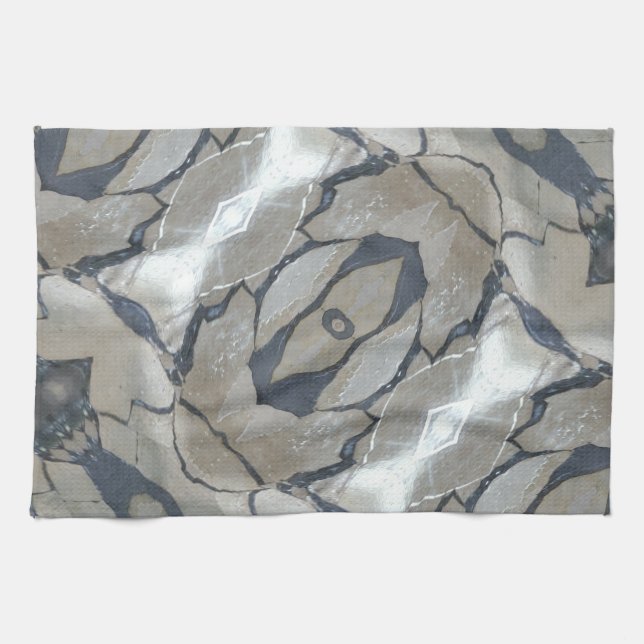 Kaleidoscope Design Light and Dark Grey Pattern Kitchen Towel (Horizontal)