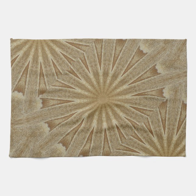 Kaleidoscope Design Light Brown Rustic Floral Kitchen Towel (Horizontal)