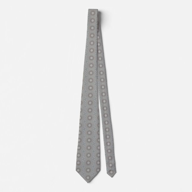 Kaleidoscope Design Rustic Light Grey Colours Tie (Front)