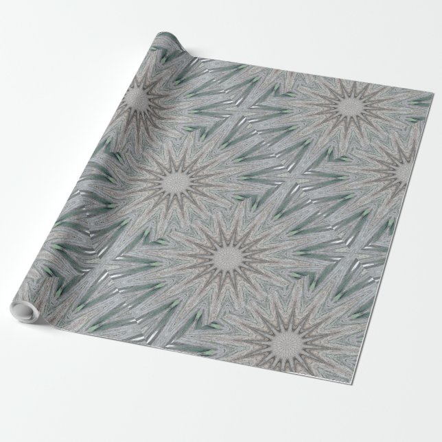 Kaleidoscope Design Rustic Light Grey Colours Wrapping Paper (Unrolled)