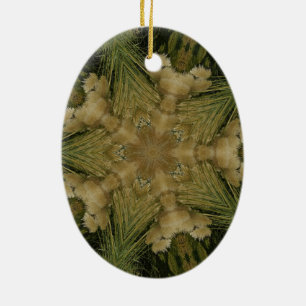 Kaleidoscope Design Star from Pampas Grass Green Ceramic Ornament