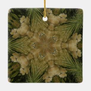Kaleidoscope Design Star from Pampas Grass Green Ceramic Ornament