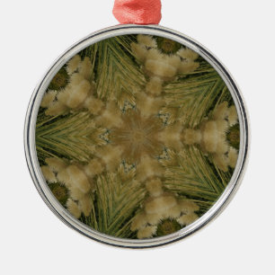 Kaleidoscope Design Star from Pampas Grass Green Metal Ornament