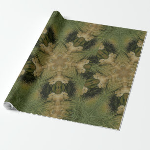 Kaleidoscope Design Star from Pampas Grass Green Wrapping Paper