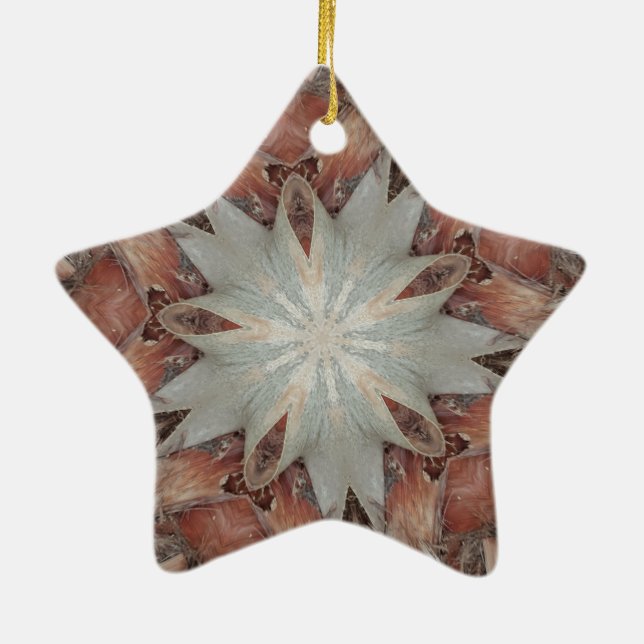 Kaleidoscope Design Star from Trunk of Palm Tree Ceramic Ornament (Back)