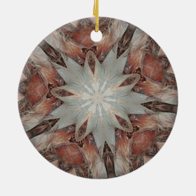 Kaleidoscope Design Star from Trunk of Palm Tree Ceramic Ornament (Back)