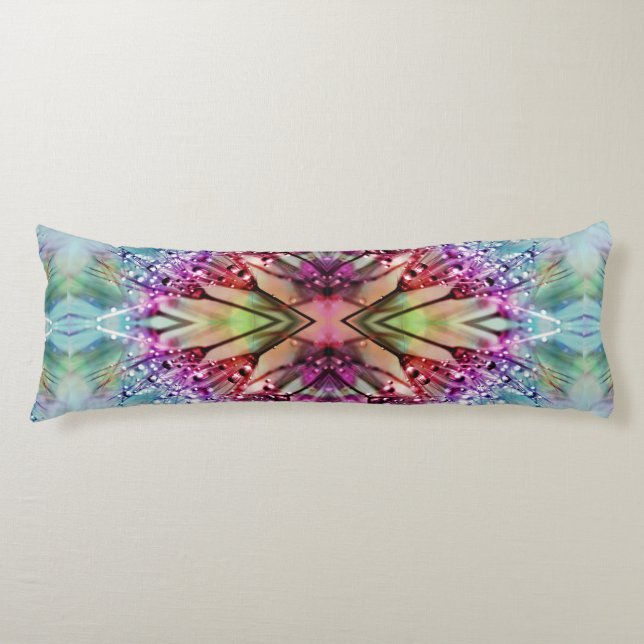 Kaleidoscope Dewdrops: Abstract Floral Art Body Pillow (Front)