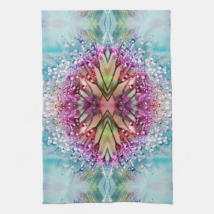Kaleidoscope Dewdrops: Abstract Floral Art Kitchen Towel