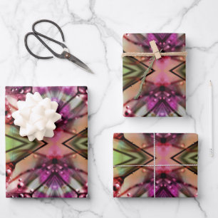 Kaleidoscope Dewdrops: Abstract Floral Art Wrapping Paper Sheet