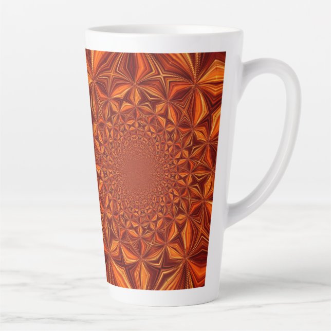 Kaleidoscope Digital Art Brown Design  Latte Mug (Right)