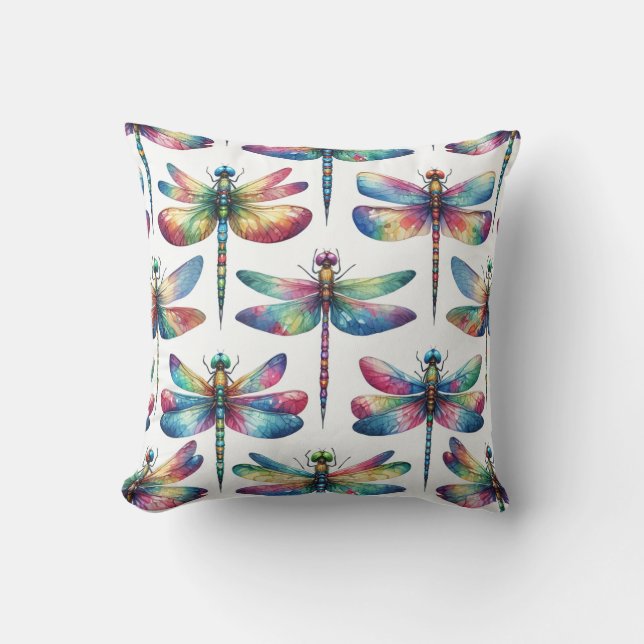 Kaleidoscope Dragonflies Throw Pillow (Front)