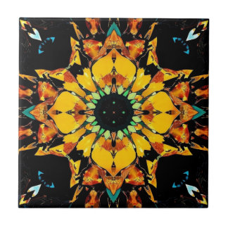 Kaleidoscope Dreams: An Abstract Sunflower Tile