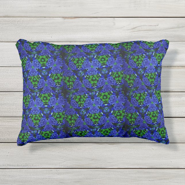 Kaleidoscope en fleurs bleues Coussin extérieur 12 (Devant)