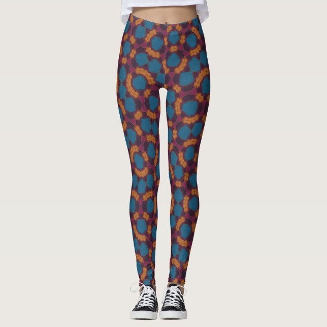 Kaleidoscope Floral Half-Print Leggings (Front)