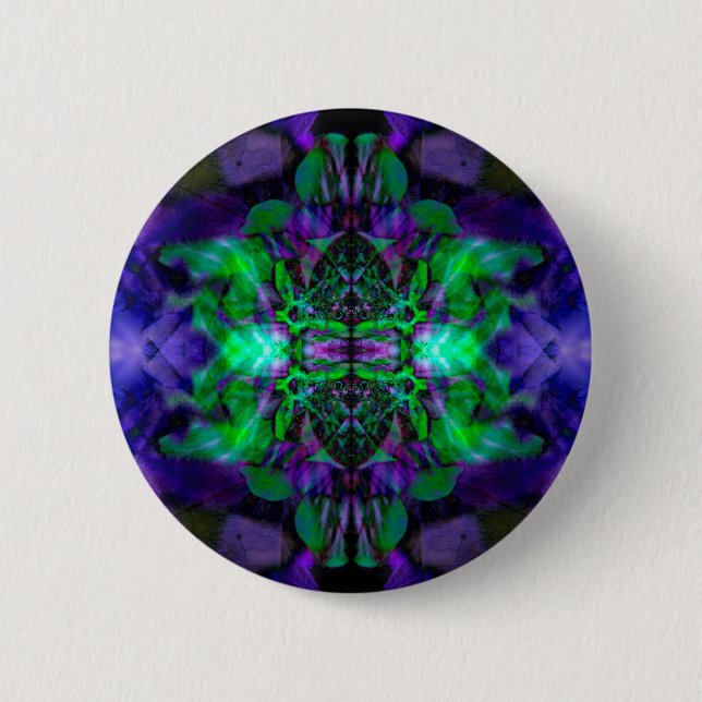 Kaleidoscope flower pattern 2 inch round button (Front)