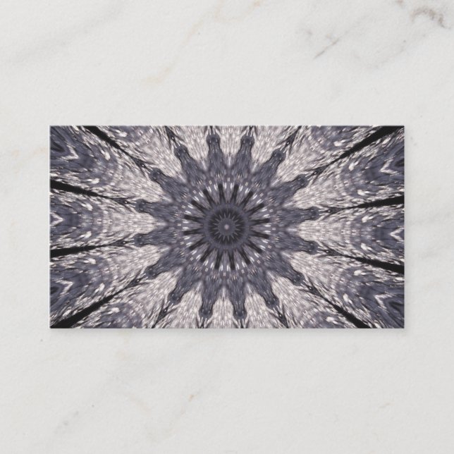 Kaleidoscope Flower Shades of Blue and Grey Business Card (Front)