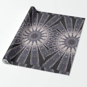 Kaleidoscope Flower Shades of Blue and Grey Wrapping Paper