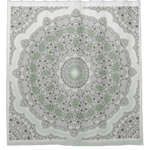 Kaleidoscope Fractal Mandala - grey green