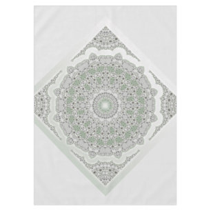 Kaleidoscope Fractal Mandala - grey green Tablecloth