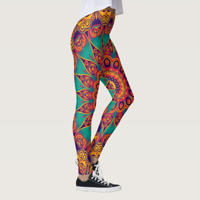 Kaleidoscope Fractal - tattoo II + your ideas Leggings (Right)