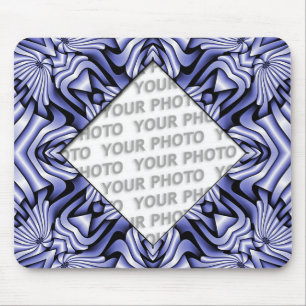 Kaleidoscope frameART - blue + your photo & text Mouse Pad