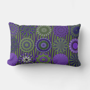 Kaleidoscope Fun, Purple-Green Lumbar Pillow