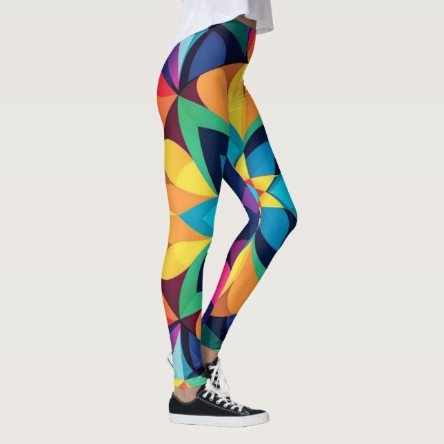  Kaleidoscope Geometric Abstract Pattern Design Leggings (Right)
