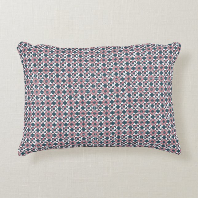 Kaleidoscope Geometric Pattern Pink Accent Pillow (Front)