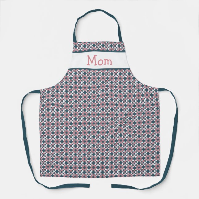 Kaleidoscope Geometric Pattern Pink Apron (Front)